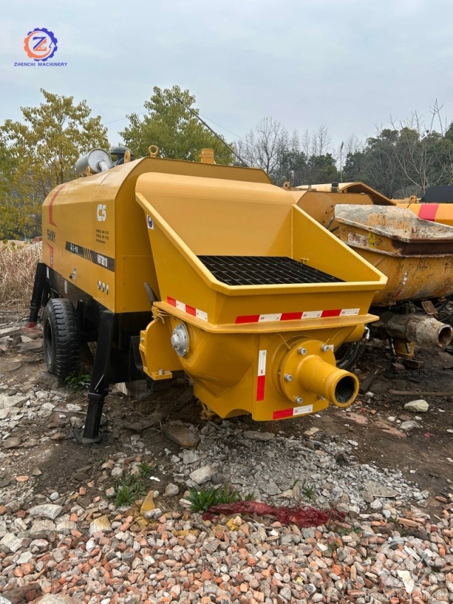 Used Sany Trailer Mounted Concrete Pump Hbt80 diesel Stationary Concrete Pump for Sale
