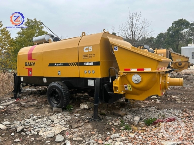 Used Sany Trailer Mounted Concrete Pump Hbt80 diesel Stationary Concrete Pump for Sale