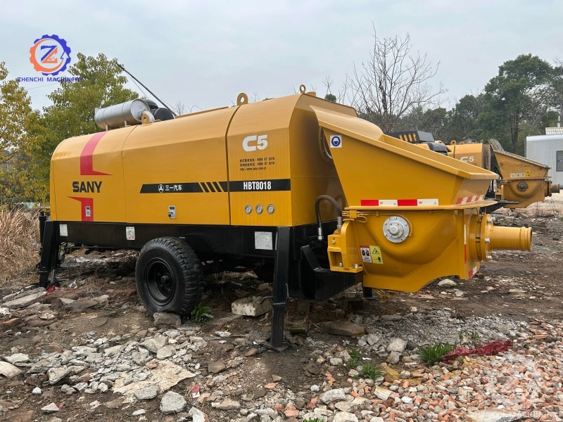 Used Sany Trailer Mounted Concrete Pump Hbt80 diesel Stationary Concrete Pump for Sale