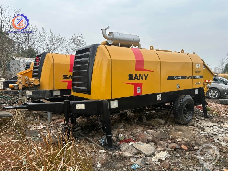 Used Sany Trailer Mounted Concrete Pump Hbt80 diesel Stationary Concrete Pump for Sale