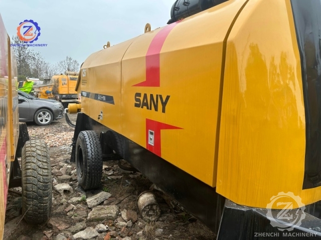 Used Sany Trailer Mounted Concrete Pump Hbt80 diesel Stationary Concrete Pump for Sale