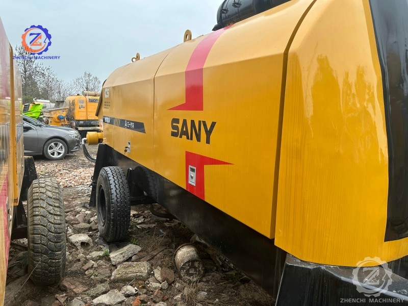 Used Sany Trailer Mounted Concrete Pump Hbt80 diesel Stationary Concrete Pump for Sale